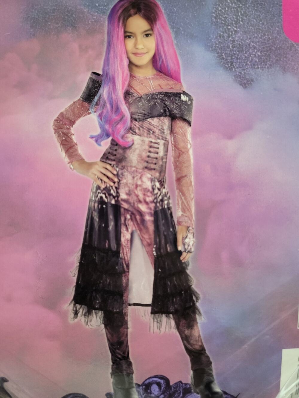 Descendants 3 Audrey Mal Costume W/ Wig Halloween Cosplay Childs Large 12-14
